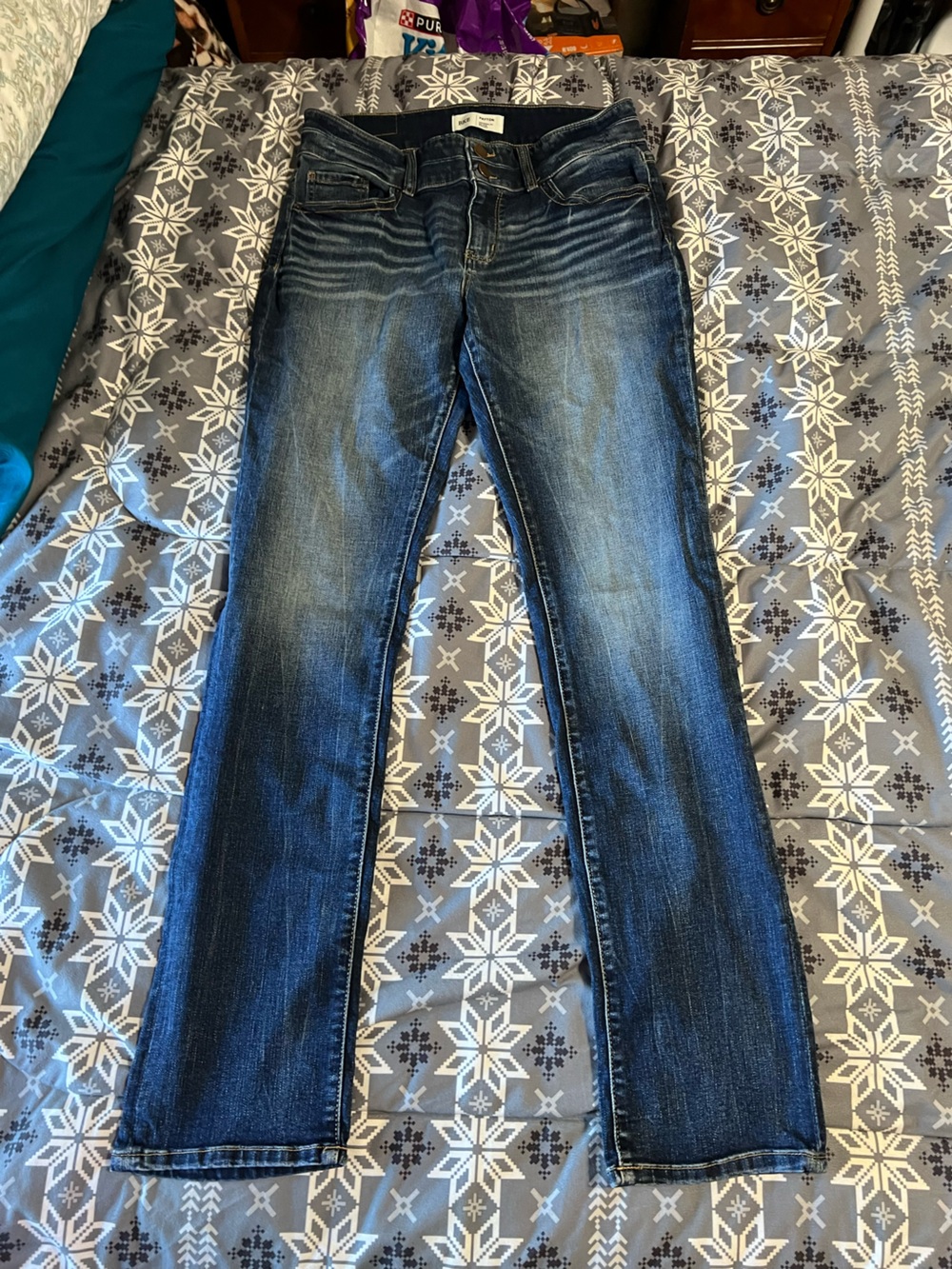 BKE Dark Blue Straight Leg Jeans